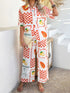 'Splendory' Collared Print Top and Pants Set - Celes Fashion